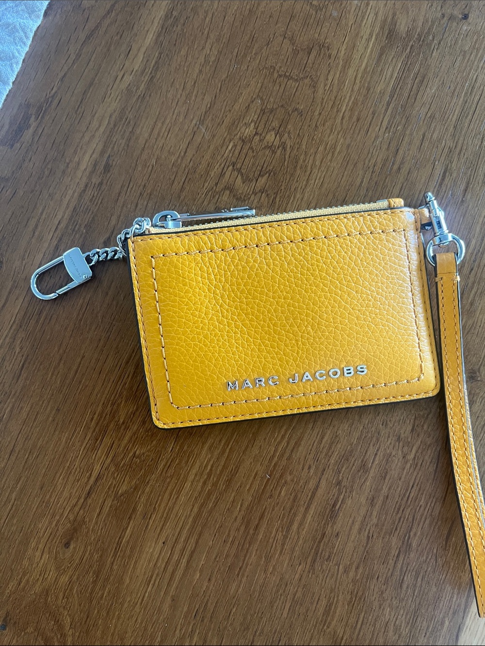 Marc Jacobs Yellow Leather Card Holder with Wristlet and Key Clip